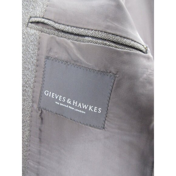 Gieves & Hawkes Sport Coat 40 Blazer Wool Herringbone Jacket Italy * - Picture 12 of 16